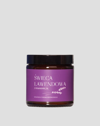 Svijeća od repičinog voska Lavanda s narančom sa fitiljem od 100% pamuka Mglife - 1