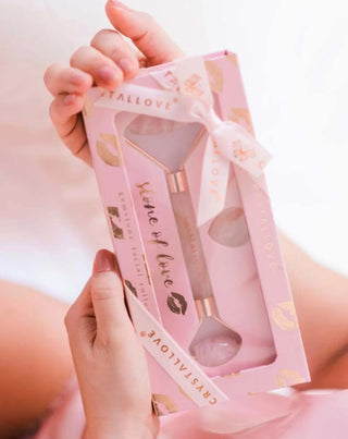 Masažer za lice od rozenkvarcnog kamena ljubavi Selflove set Crystallove - 2