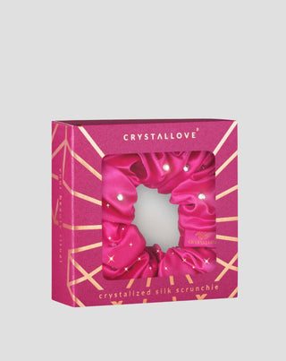 Gumica za kosu od svile s kristalima – hot pink Crystallove_4 - 4