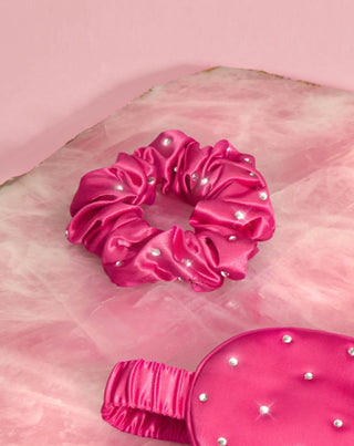 Svilena gumica za kosu s kristalima - žarko roza Crystallove - 2