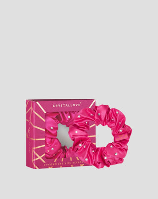 Gumica za kosu od svile s kristalima – hot pink Crystallove - 1