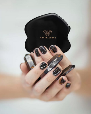Gua sha ploča za masažu lica od obsidijana Crystallove - 2