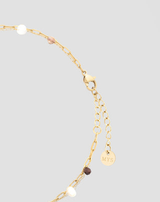 Narukvica za gležanj od nehrđajućeg čelika pozlaćena s ahatom, maifanom, jaspisom i aventurinom Mys_2 - 3