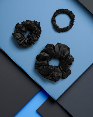 Set crnih svilenih gumica za kosu od 100 % prirodne svile Twisty 3 kom. - 3