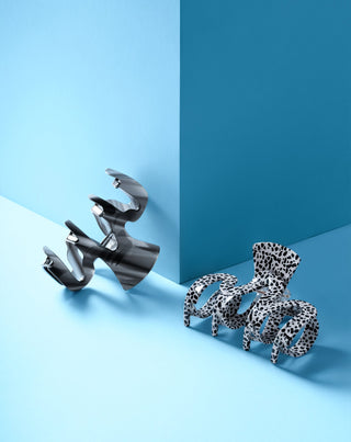 Set velikih kopči za kosu – mramorna i crna Twisty 2 kom - 4