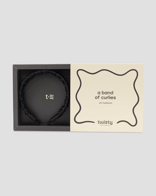 Jedwabna opaska do włosów z 100% naturalnego jedwabiu czarna Twisty_2 - 3