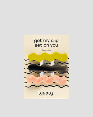 Set ukosnica za kosu - zelena, crna, ružičasta Twisty 3 kom. - 1