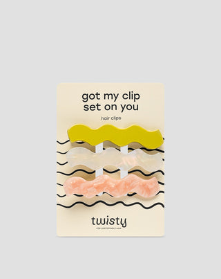 Set ukosnica za kosu - biserna, zelena, ružičasta Twisty 3 kom. - 1