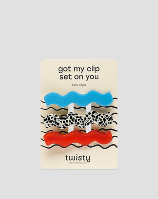 Set ukosnica za kosu - mramorna, plava, crvena Twisty 3 kom. - 1