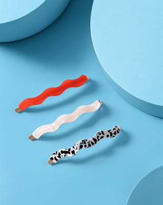 Set ukosnica za kosu crvena, mramorna, biserna Twisty 3 kom. - 2