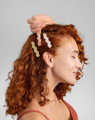 Set ukosnica za kosu - biserna, zelena, ružičasta Twisty 3 kom. - 2