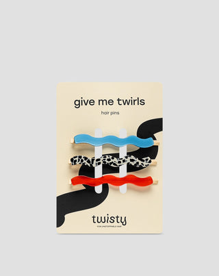 Set ukosnica za kosu mramorna, plava, crvena Twisty 3 kom. - 1