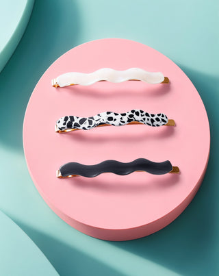 Set ukosnica za kosu mramorna, biserna, crna Twisty 3 kom.