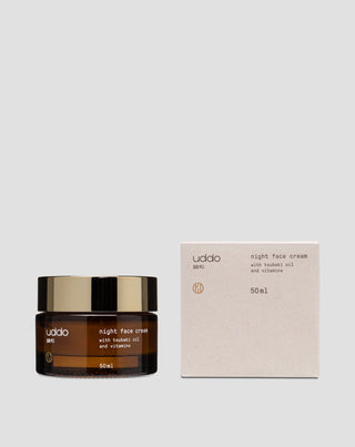 Hidratantna noćna krema za lice s kakao maslacem, tsubaki uljem i aloe Uddo - 3