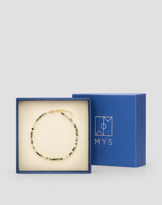 Pozlaćena narukvica za gležanj od nehrđajućeg čelika s afričkim tirkiznim i amazonitnim Mys - 5