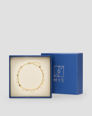 Pozlaćena narukvica za gležanj od nehrđajućeg čelika s ahatom, maifanom, jaspisom i aventurinom Mys - 4