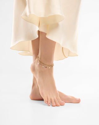 Narukvica za gležanj od nehrđajućeg čelika pozlaćena s ahatom, maifanom, jaspisom i aventurinom Mys_1 - 2