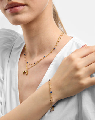 Pozlaćena narukvica od nehrđajućeg čelika s lapis lazuli Mys_1 - 2