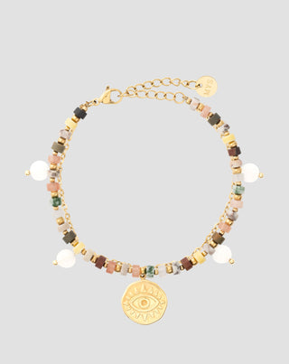 Narukvica s prirodnim kamenjem ahat, maifan, jaspis, žad i aventurin Mys - 1