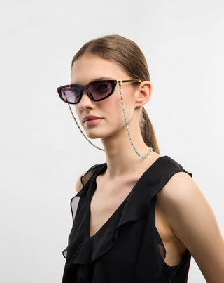 Pozlaćeni lanac naočala s afričkim tirkizom i amazonitom Mys_3 - 3