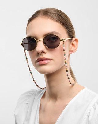 Pozlaćeni lanac naočala s ahatom, maifanom, jaspisom i aventurinom Mys_2 - 3