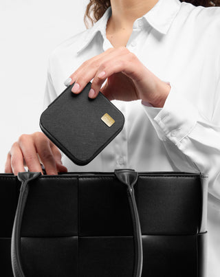 Mala kutija za nakit s odjeljcima, valjcima i kukama, crna Mys_2