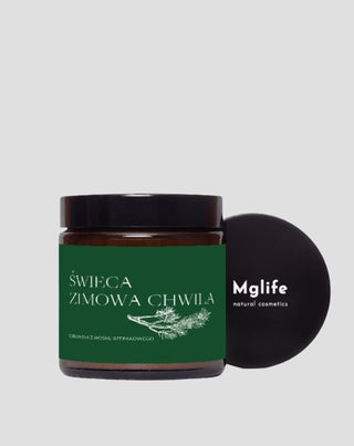 Veganska svijeća od uljane repice Winter Moment s mirisom bora, cedra i jantara 120ml MGlife