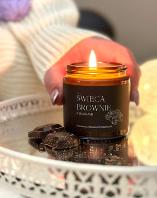 Veganska svijeća od uljane repice brownie s malinama 120 ml MGlife