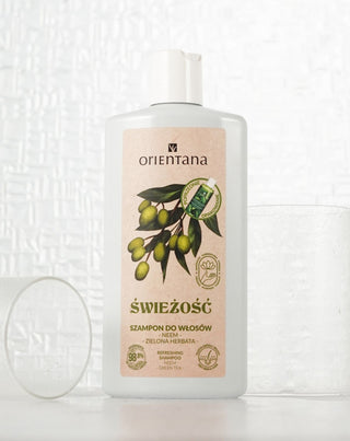 Ayurvedski šampon za kosu protiv peruti med i zeleni čaj Orientana - 3