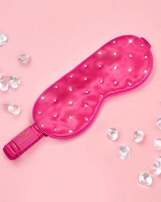 Svileni povez za spavanje ukrašen kristalima - žarko ružičasta Crystallove - 3