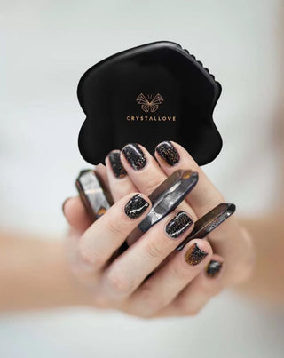 Gua sha ploča za masažu lica od obsidijana Crystallove - 2