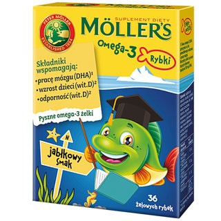Dodatak prehrani s omega-3 kiselinama Mollerova riba s okusom jabuke 36 guma - 1