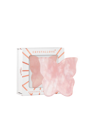 Crystallove rozenkvarcni leptir gua sha ploča za masažu lica - 1