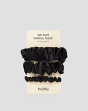 Set crnih svilenih gumica za kosu od 100 % prirodne svile Twisty 3 kom.