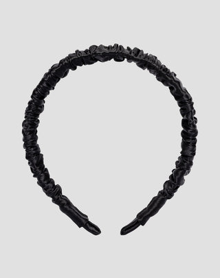100% prirodna svilena crna Twisty svilena traka za kosu - 1