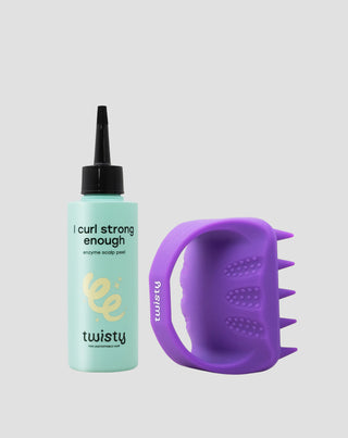 Set silikonski masažer + enzimatski piling za čišćenje i stimulaciju mikrocirkulacije vlasišta Twisty - 1