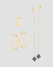 Pozlaćeni set naušnica od nehrđajućeg čelika Lapis Lazuli Mys_4